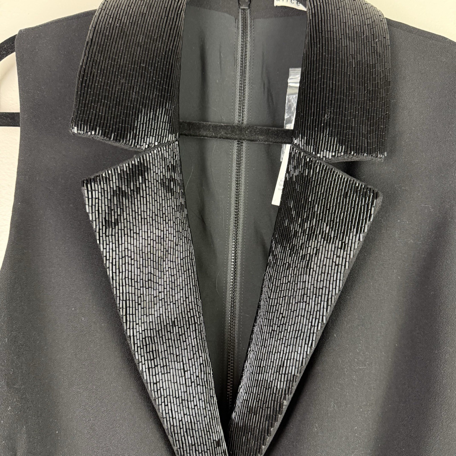 Alice Olivia Black Sleeveless Blazer Tuxedo Mini Dress Sz 12 Old Money Preppy