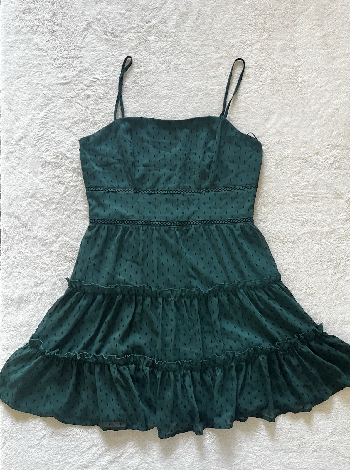 Francesca’s Emerald Green Polka Dot Skater Mini Dress – M