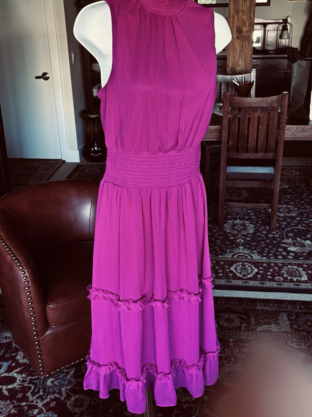 Sam and Jess Sleeveless Midi Fit And Flare Magenta Fuchsia Dress – Size SM
