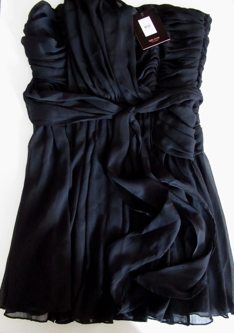 BNWT KATE MOSS TOPSHOP Black Chiffon One Shoulder Grecian Mini Dress UK Size 12