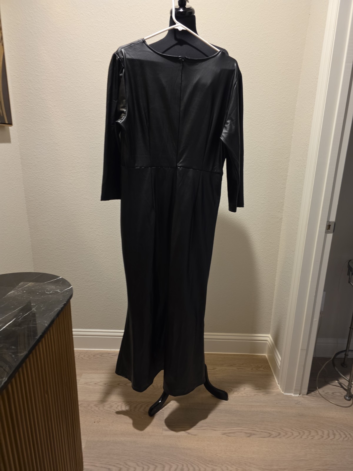 Size 2X Black Faux Leather Maxi Dress