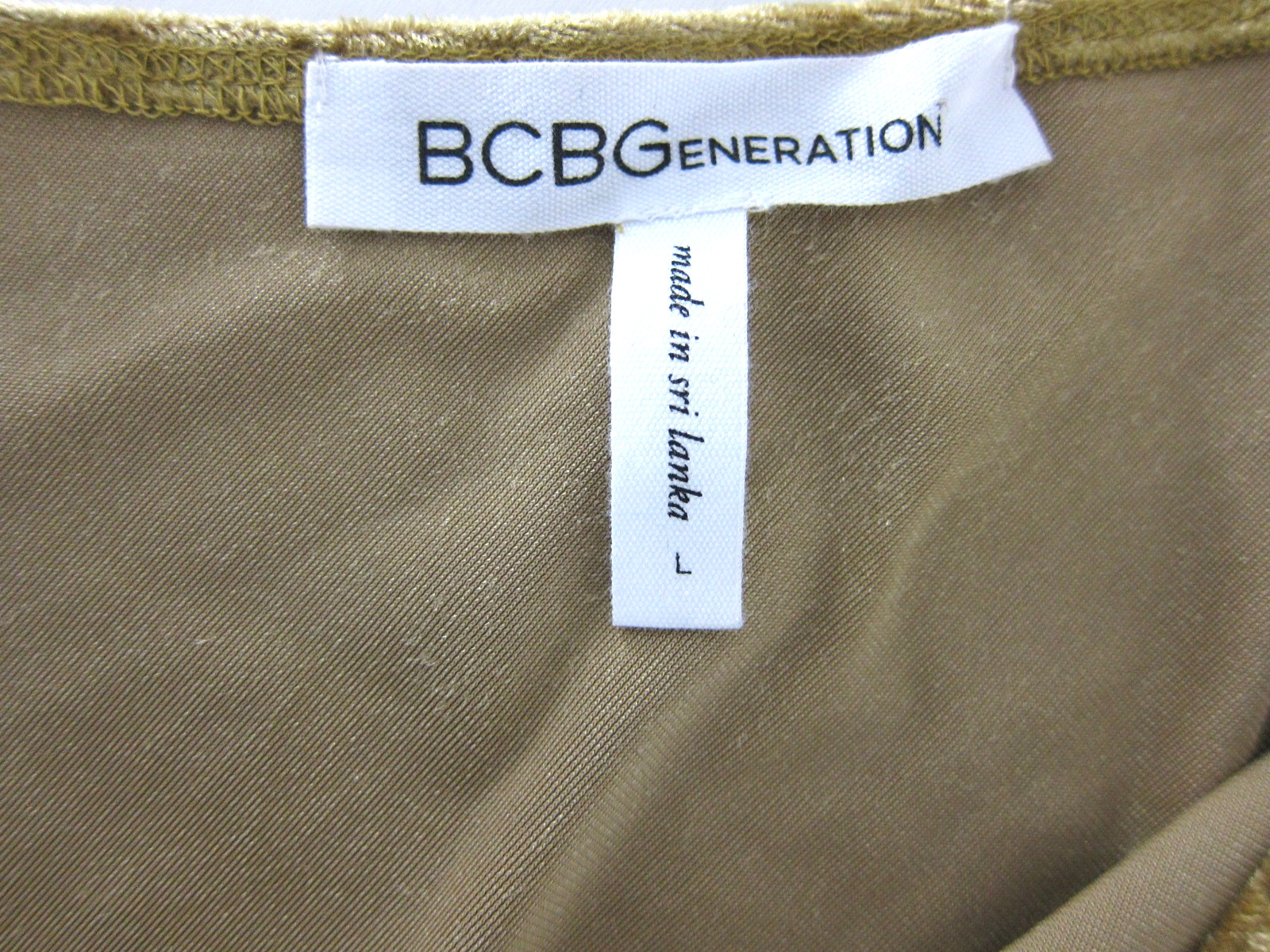 BCBGeneration Gold Velvet Stretch Pleated One Shoulder Sheath Dress Large