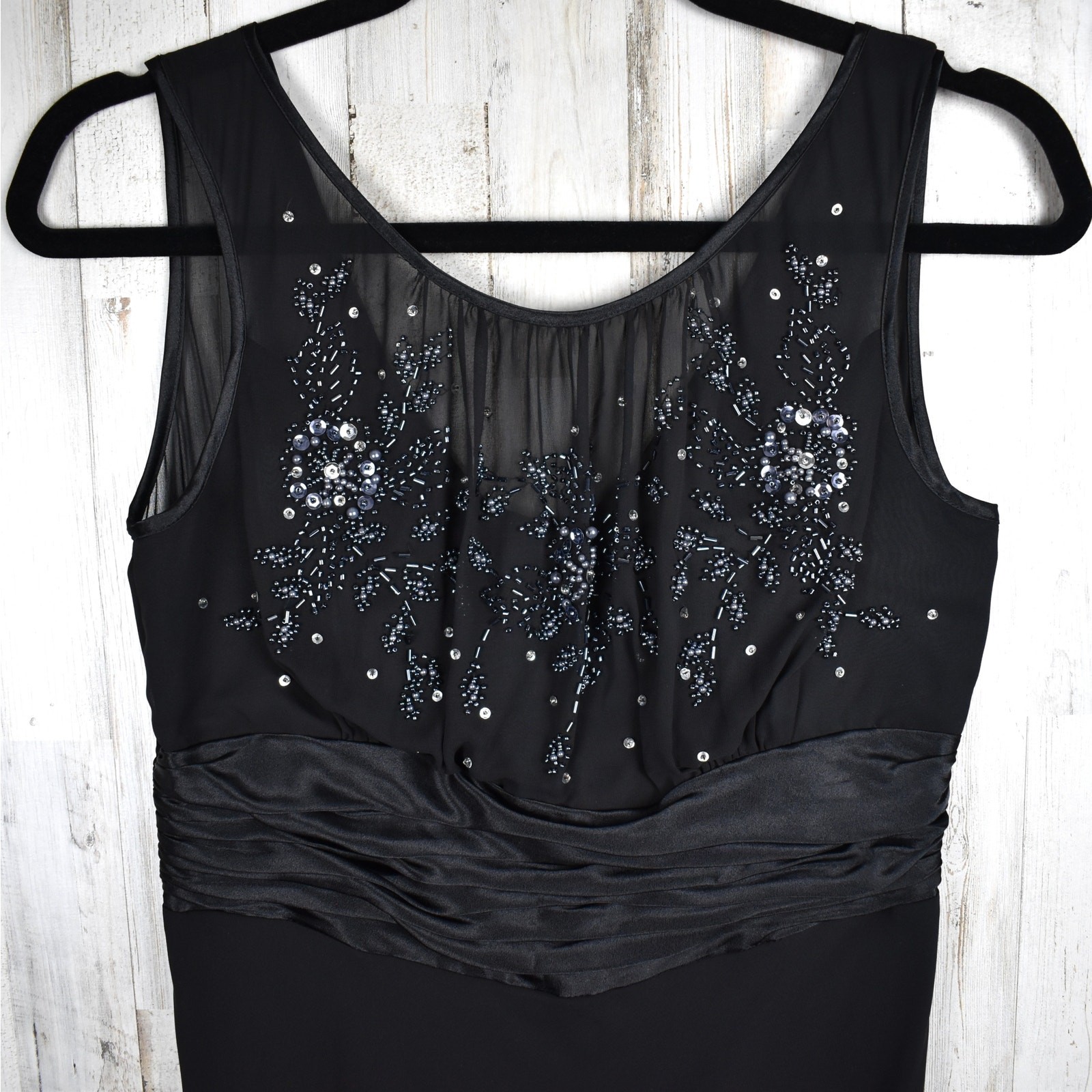 Vintage Black Beaded Sleeveless Formal Dress Women’s 6 Petite Whimsigoth Prom