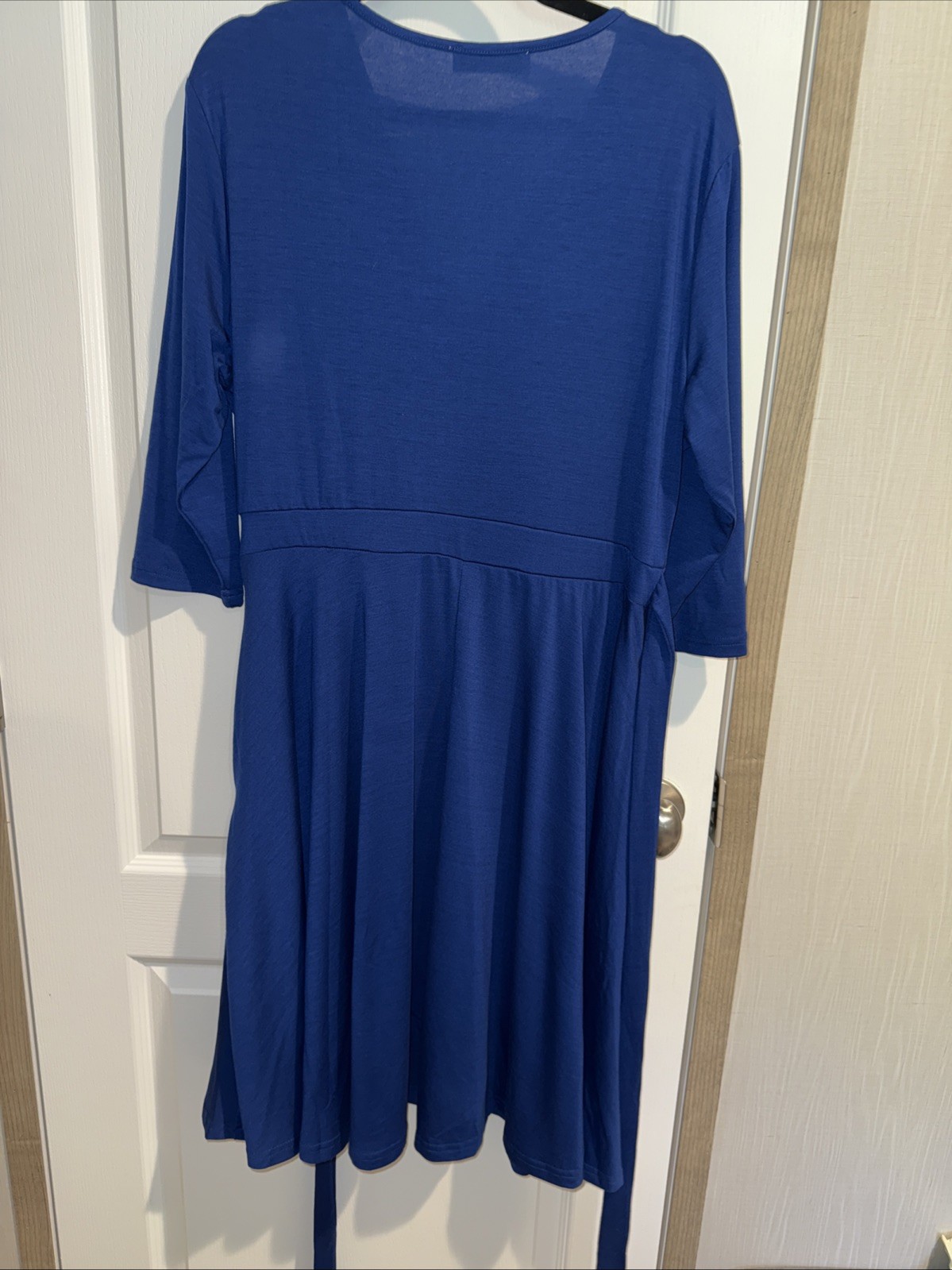 WOMENS KNEE LENGTH DRESS-NEMIDOR-POLYESTER SOLID BLUE SIZE 1XL 14/16 NWOT