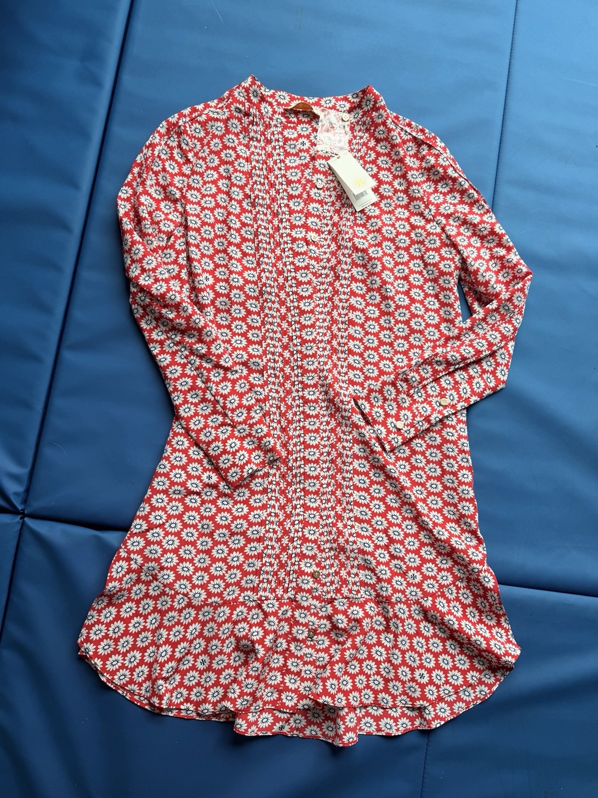 Tory Burch Nantucket Red Primrose Cora Silk Size 8 Dress NWT