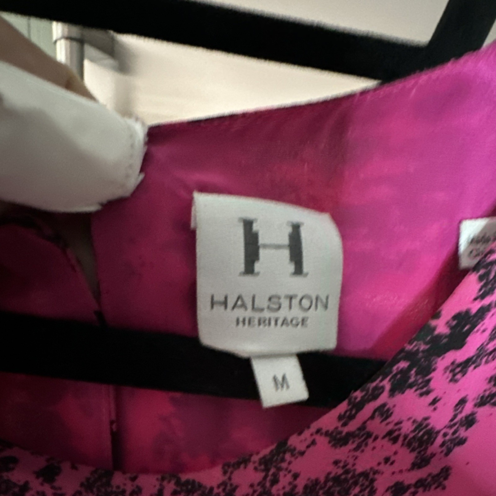 Halston Heritage Hot Pink and Black Sleeveless high low Dress Scoop Neck M