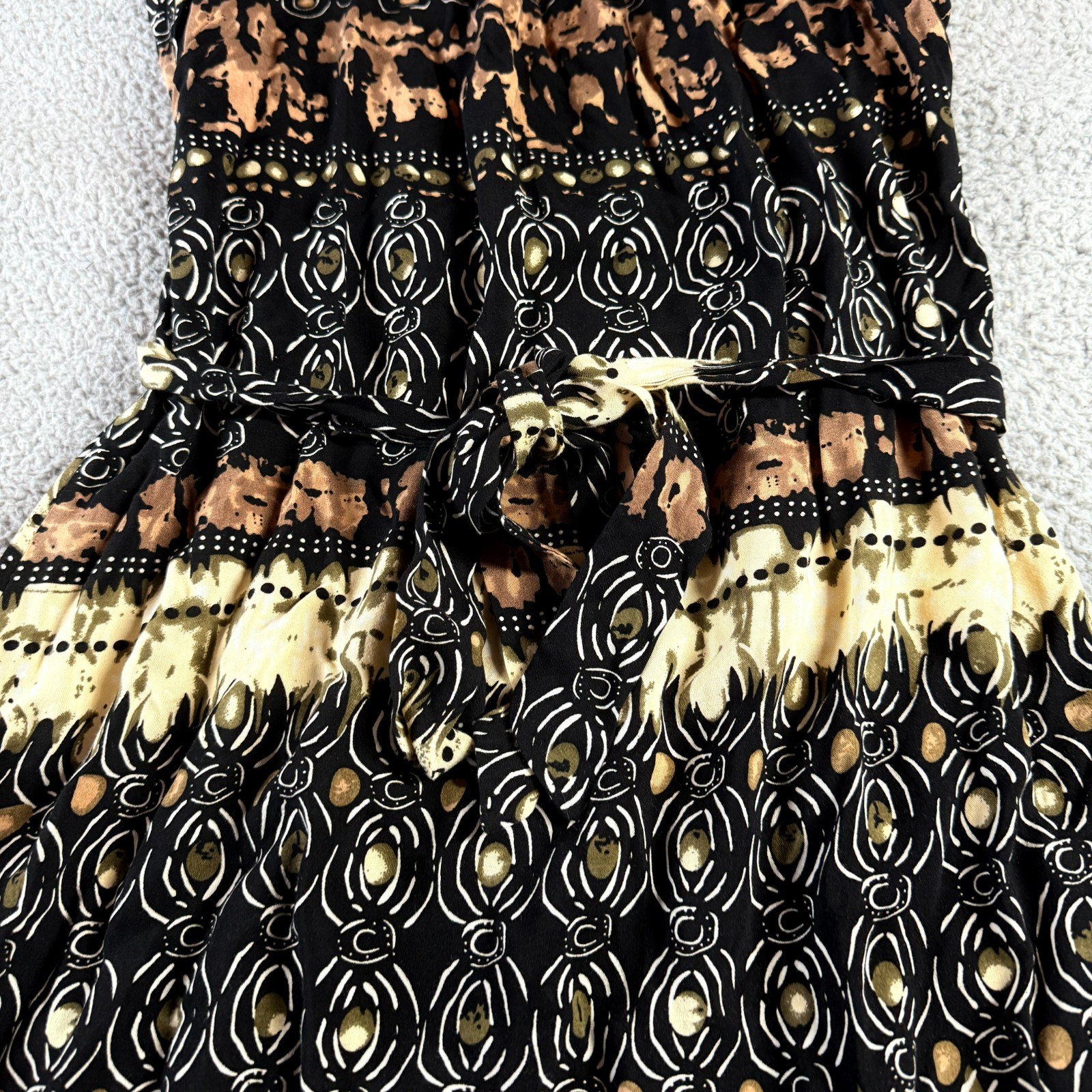 Elementz Multicolor Size L Boho Tribal Gothic Dark Rayon Drawstring Midi Dress
