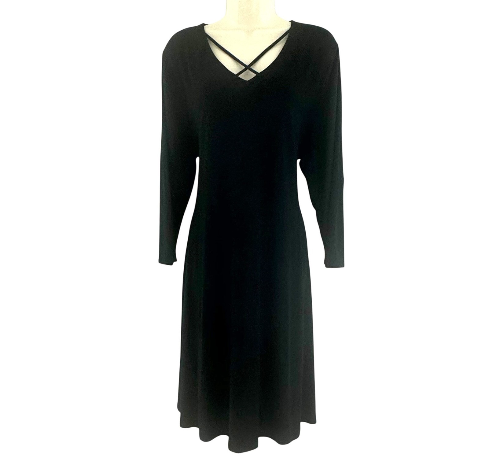 Chico’s Size 3 = XL/16 Black Soft Knit Shift Dress Timeless Classic All-Season