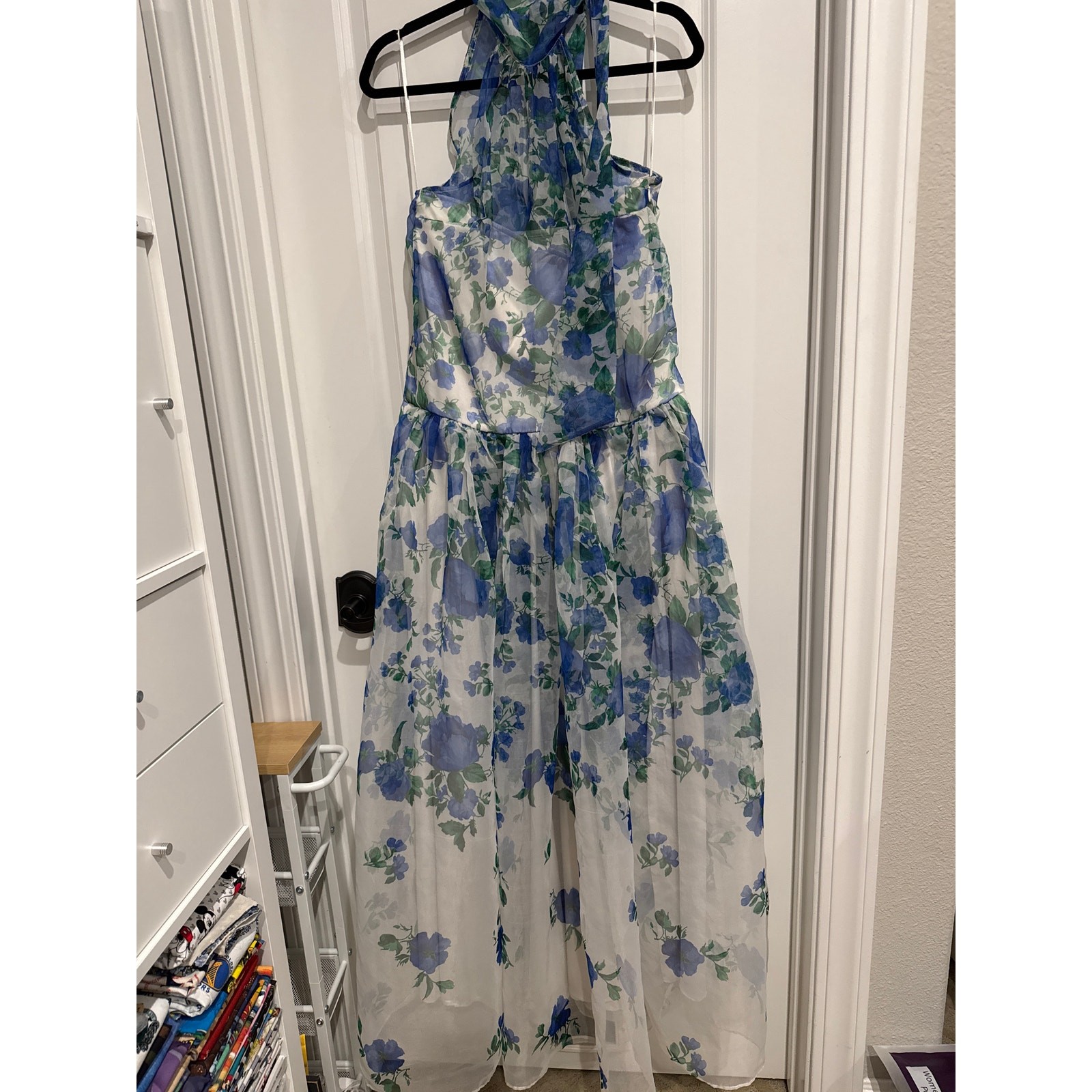 MSRP: $248 ✨ BHLDN Kendall High-Neck Scarf Floral Organza Maxi Dress | Size S/M✨