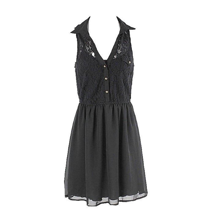 Speechless Sz S Black Lace Top Sheer Lined Skirt Poly Cotton Nylon Dress