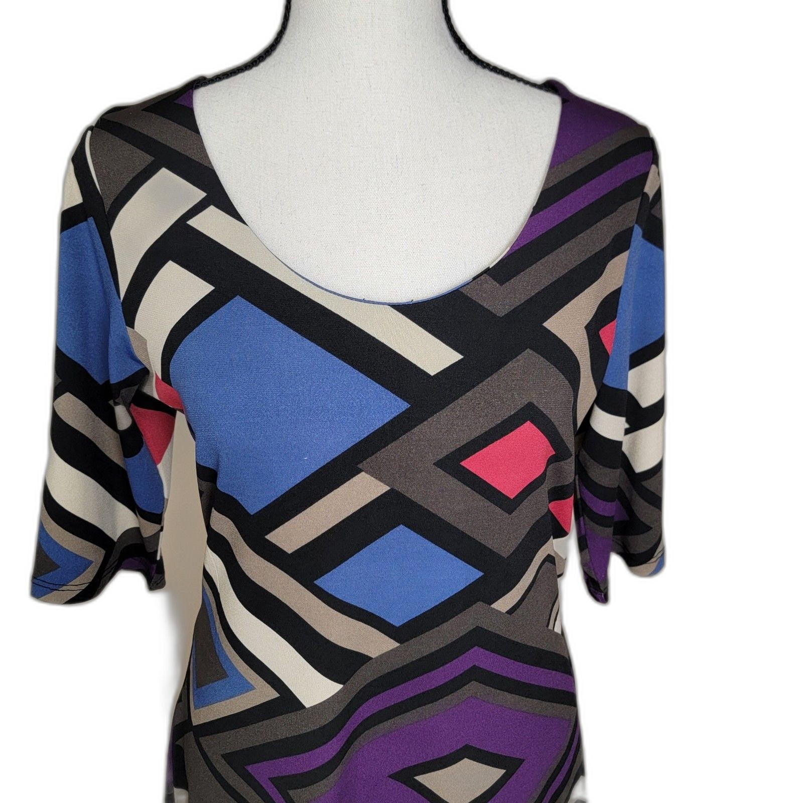 MTC Collection Women’s Medium Dress 70s Retro Geometric Colorblock Aztec Print