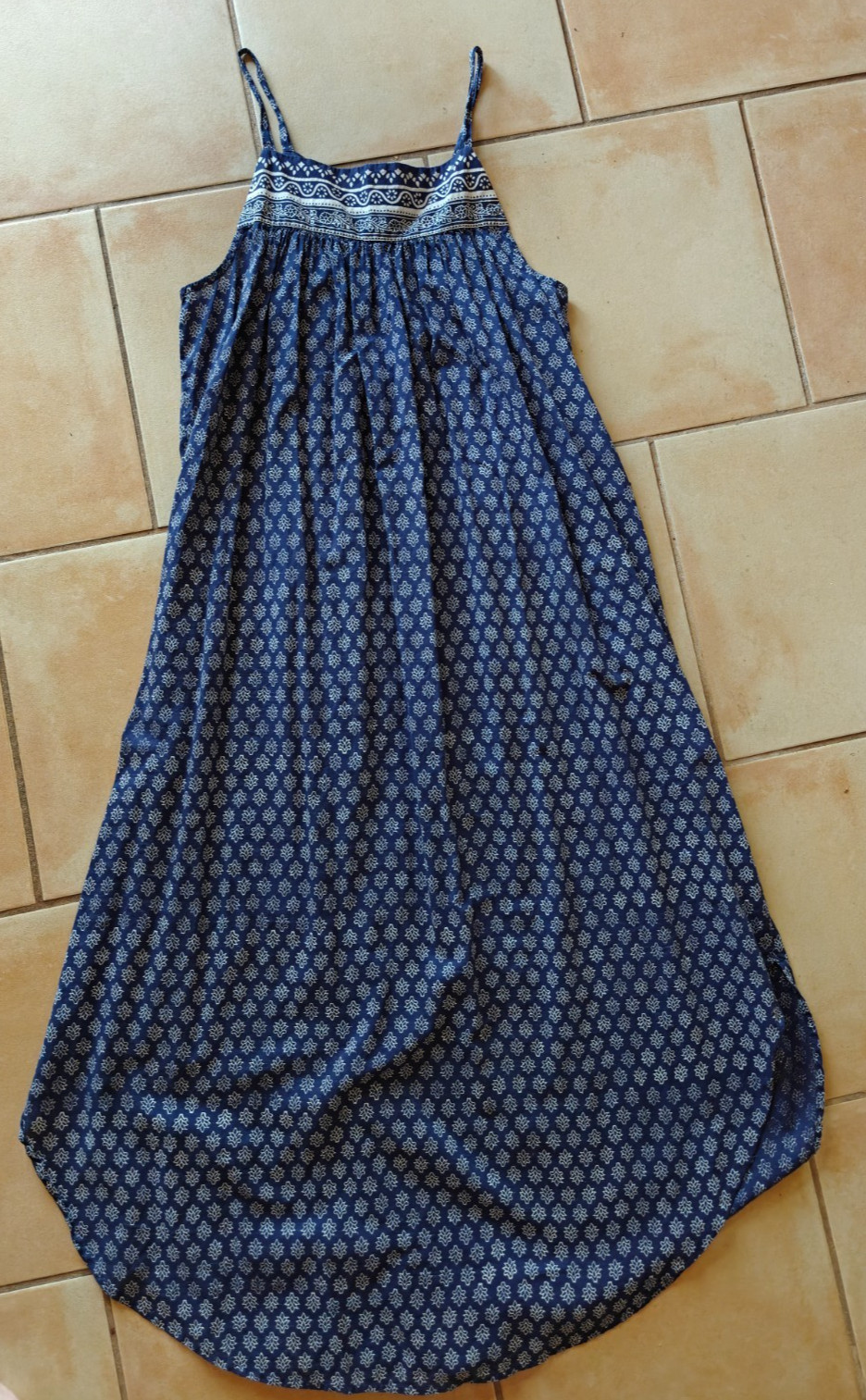 GAP Sundress Navy White Cotton Midi Size M Excellent Condition
