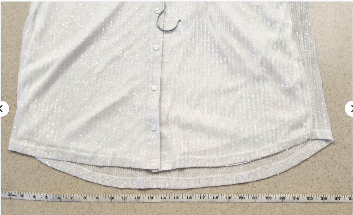 ✨ White Sequin Button-Up Blouse | Long Sleeve Collared Shirt | Elegant Sparkle