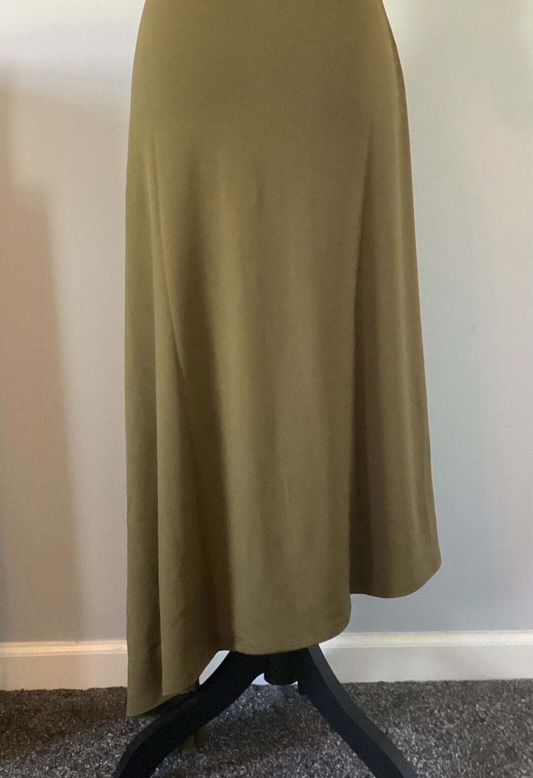 We Wore What Cutout Middrift Military Olive Green Asymmetric Midi Dress Size LG