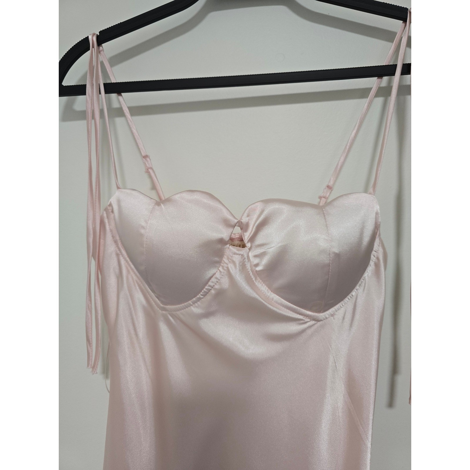 Thirty/Thirty LA Slip Dress Medium Pink Satin Bustier Maxi Tie Romantic Barbie