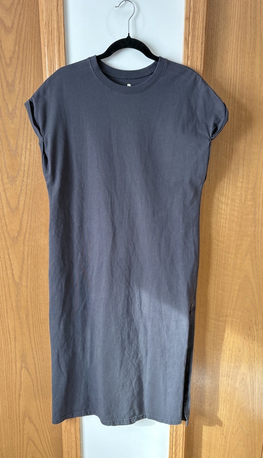 The Normal Brand Lennox Jersey Midi T-Shirt Sleeveless Dress Gray Small Midi