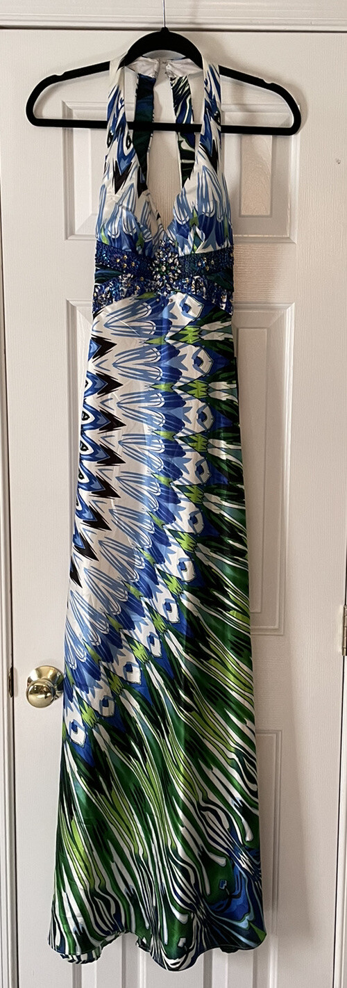 Masquerade Formal Gown Blue/Green/White Size 1 New With Tags