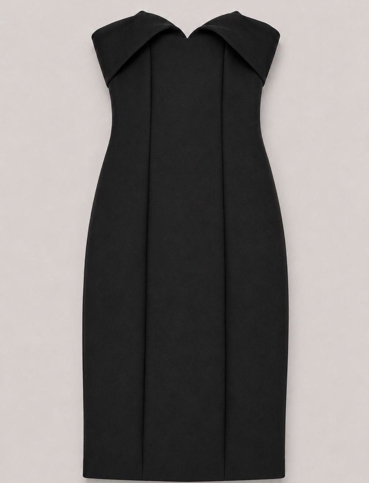 KOOKAÏ Black Strapless Structured Midi Dress Size 38 AU 10 Cocktail Formal