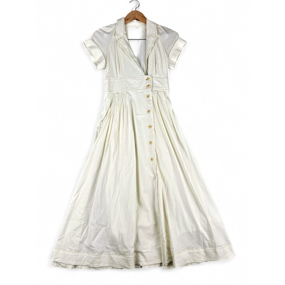Maeve White Button-Front Maxi Shirt Dress Size 0