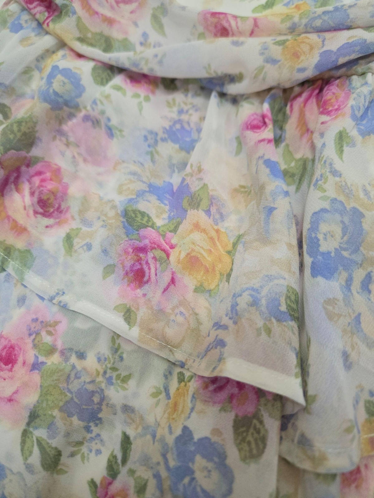 Originality Sundress Womens L White Floral Strapless Sweetheart Tie Lined