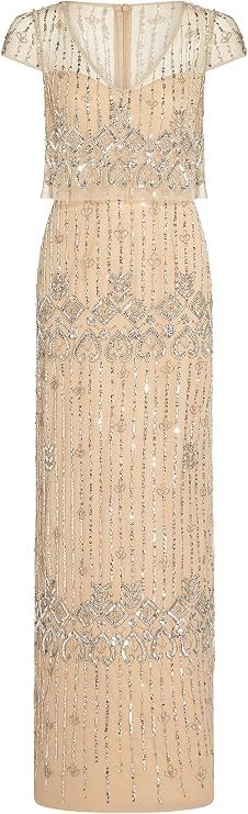 Adrianna Papell Beaded Popover Column Gown Mother Of The Bride Dress, 16, $299