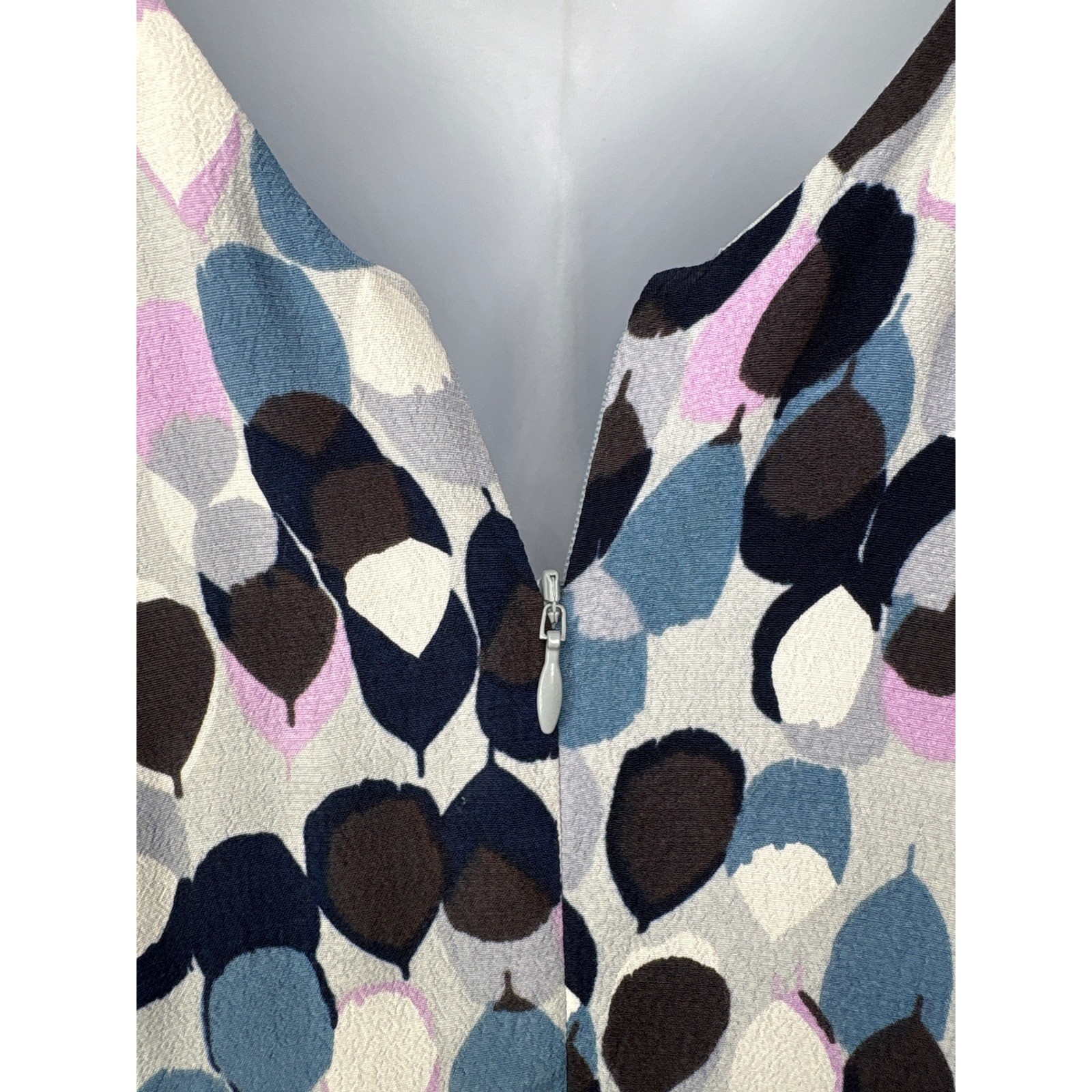 Boden Blue Purple Abstract Leaf Shift Dress 14R Scandi Career-Chic Lightweight
