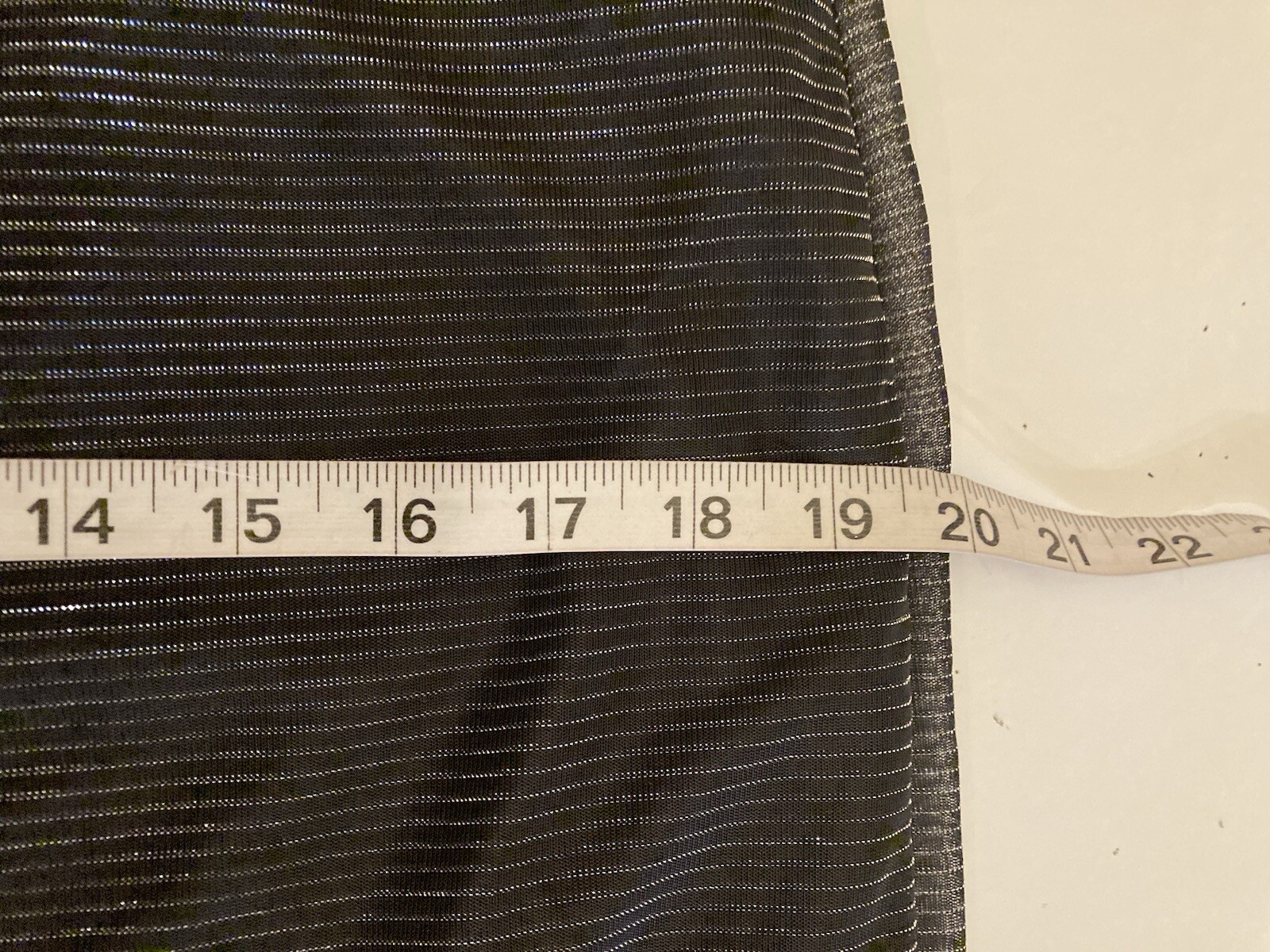 Vintage Fashion Bug Black Metallic Striped Slip Dress Size 12 Ruffle Hem 90s
