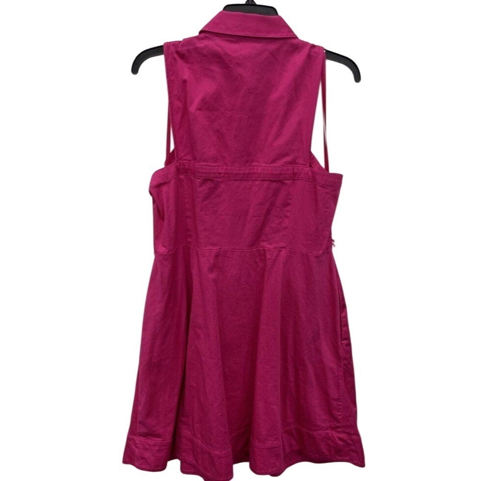 Karl Lagerfeld Paris Pink Sleeveless Cutout Shirtdress Cotton Blend Size 16