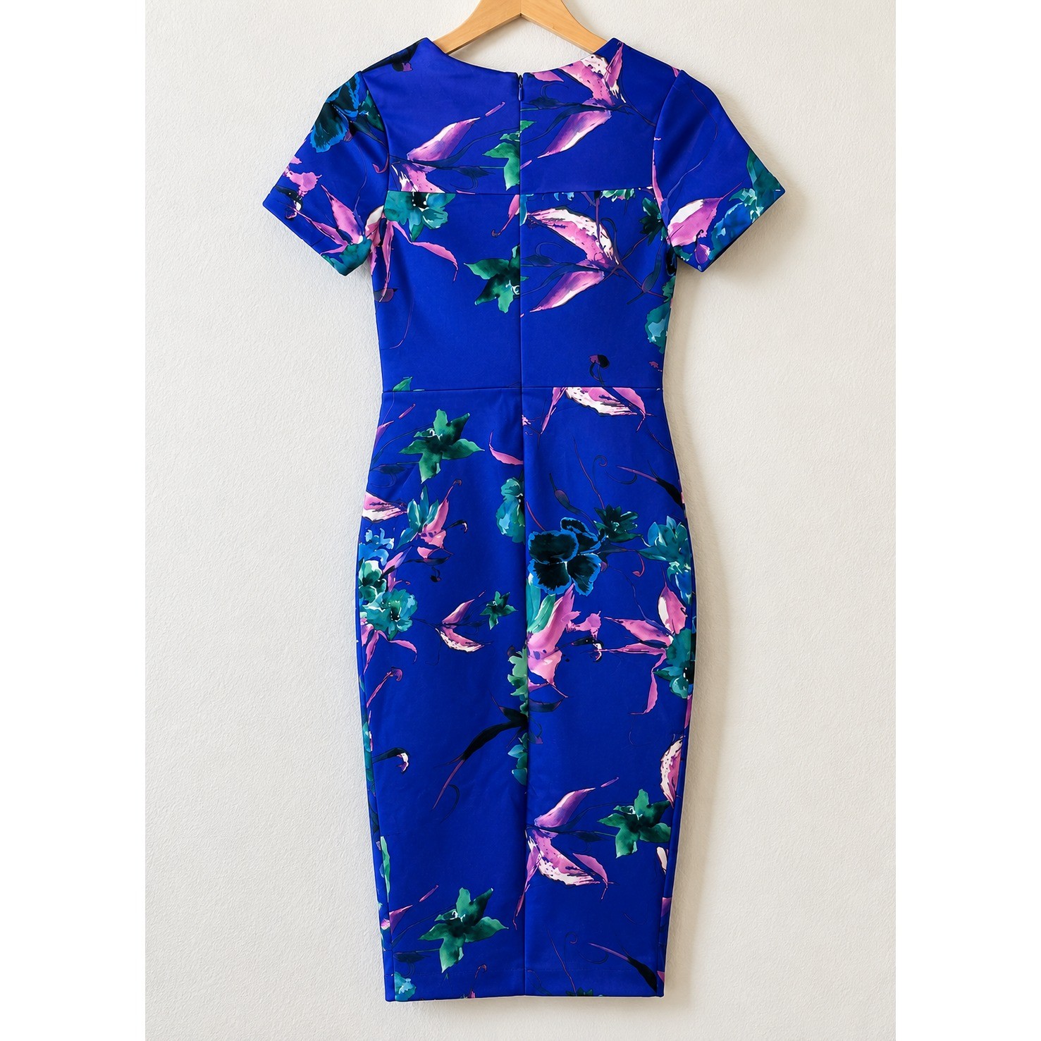 Alexia Admor Sheath Midi Dress Floral Blue Purple Womens S NWOT Cocktail