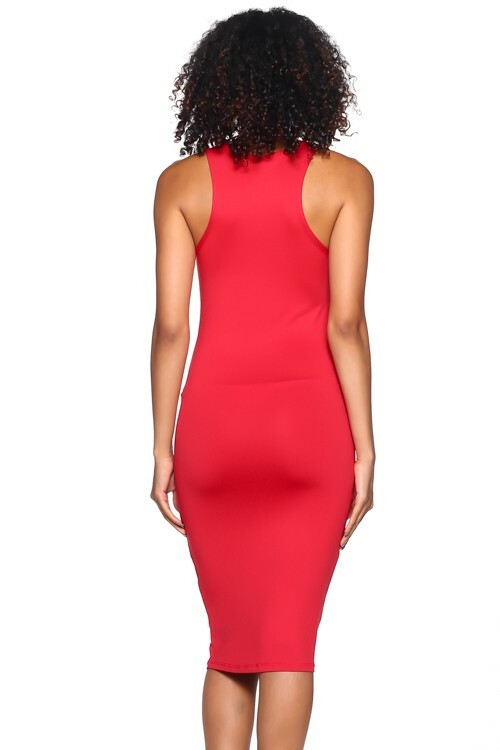 Bodycon Racerback Clubwear Solid Basic Sleeveless Midi Tank Dress 904 Size Small