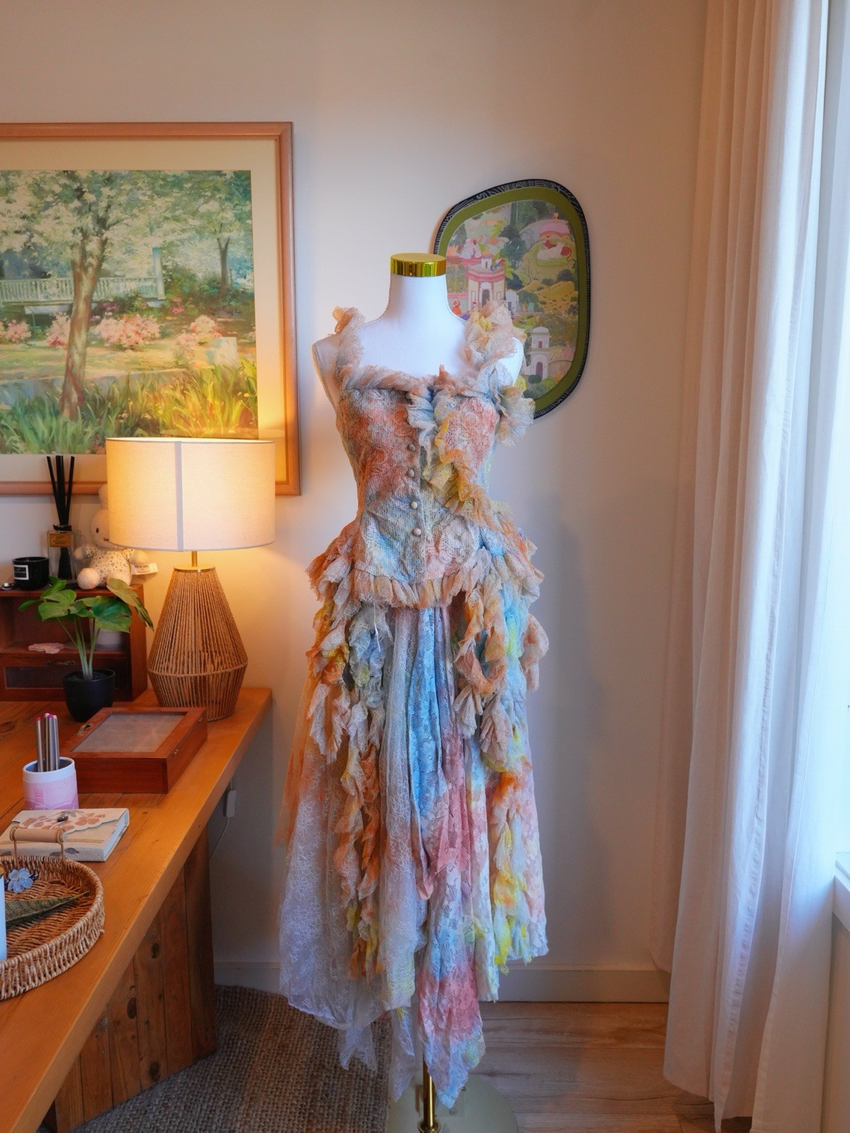 Handmade Botanical Dyed Fairy Dress OOAK Romantic Cottagecore Art Wear