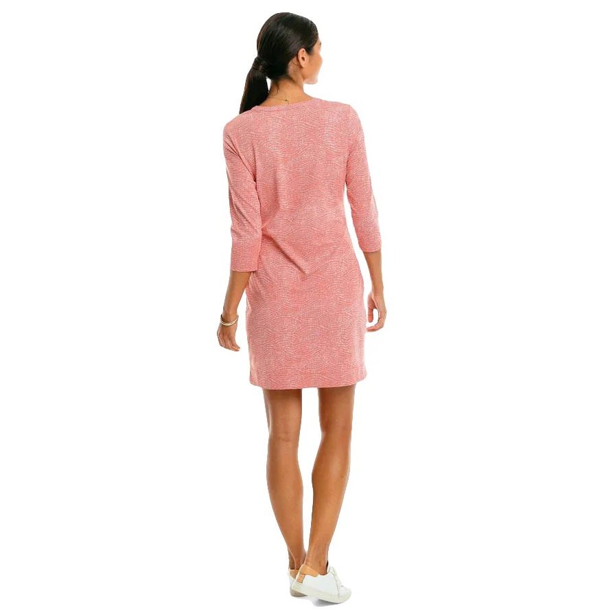 Southern Tide NEW Carley Wave Print UPF Performance Dress Faded Brick Womens XL