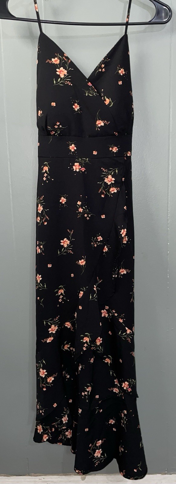 No Boundaries Women’s Red Floral Print Spaghetti Strap Dress Size Small (3-5)