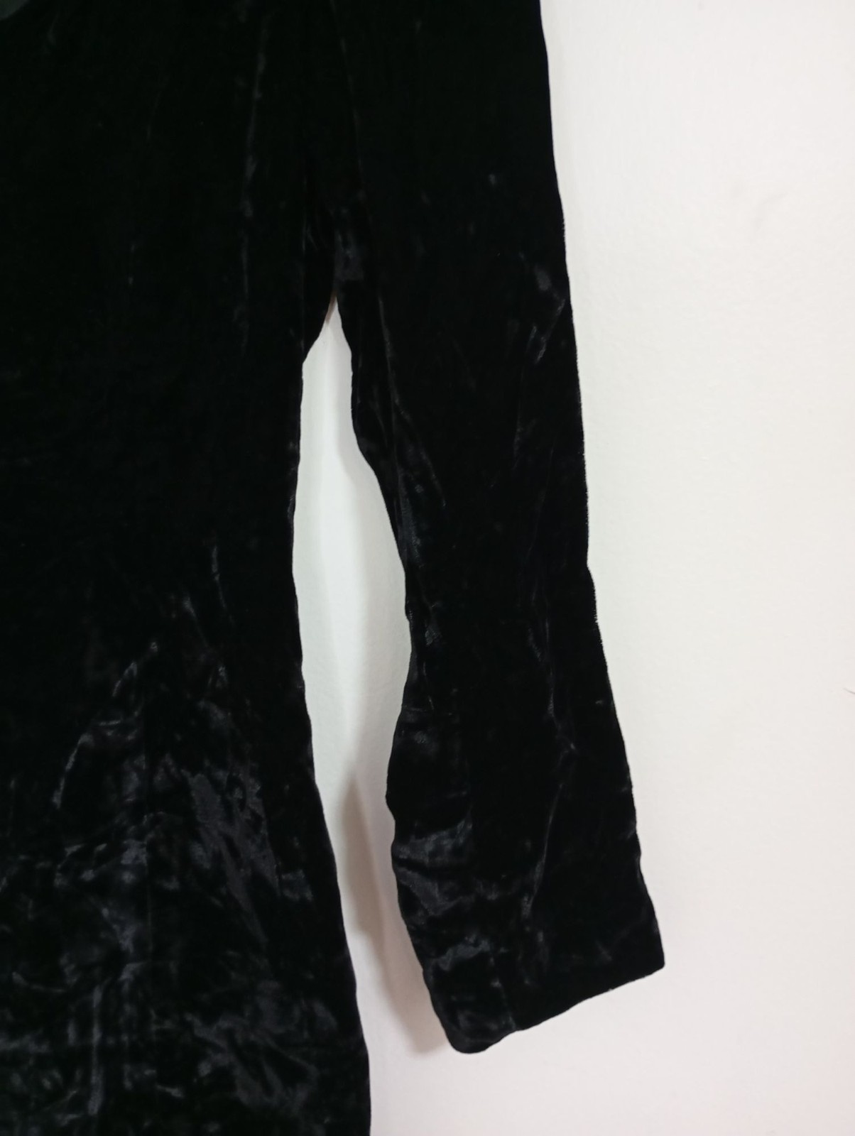 Cacharel Black Velvet Long Sleeve Mini Dress Size 36 Italy Viscose Acetate Linin