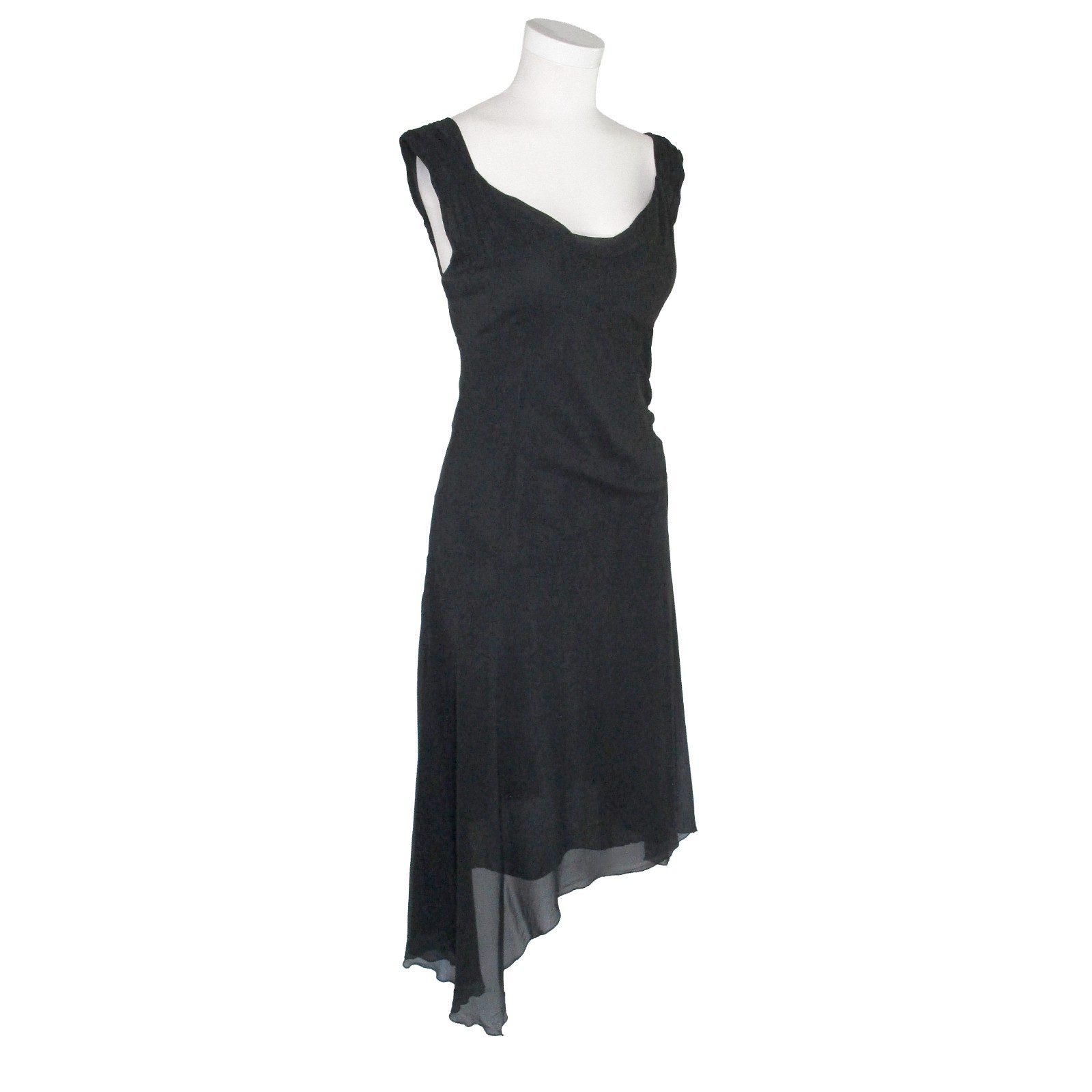 Sz 6 Vintage Y2K 90s Black Chiffon Handkerchief Fairycore Gothic Dress