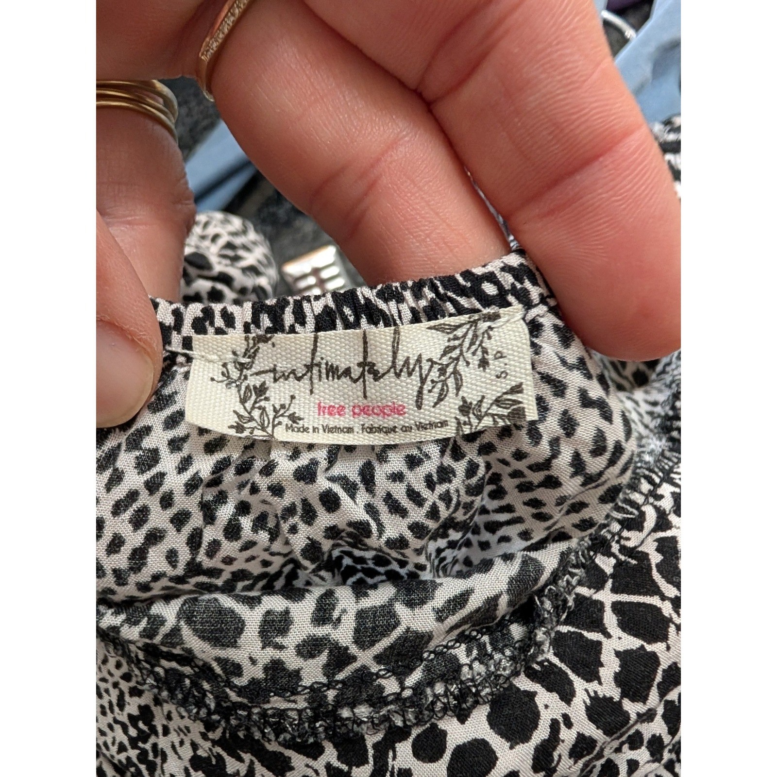 Intimately free people Snakeskin Print Mini Dress Black White Square Neck Small