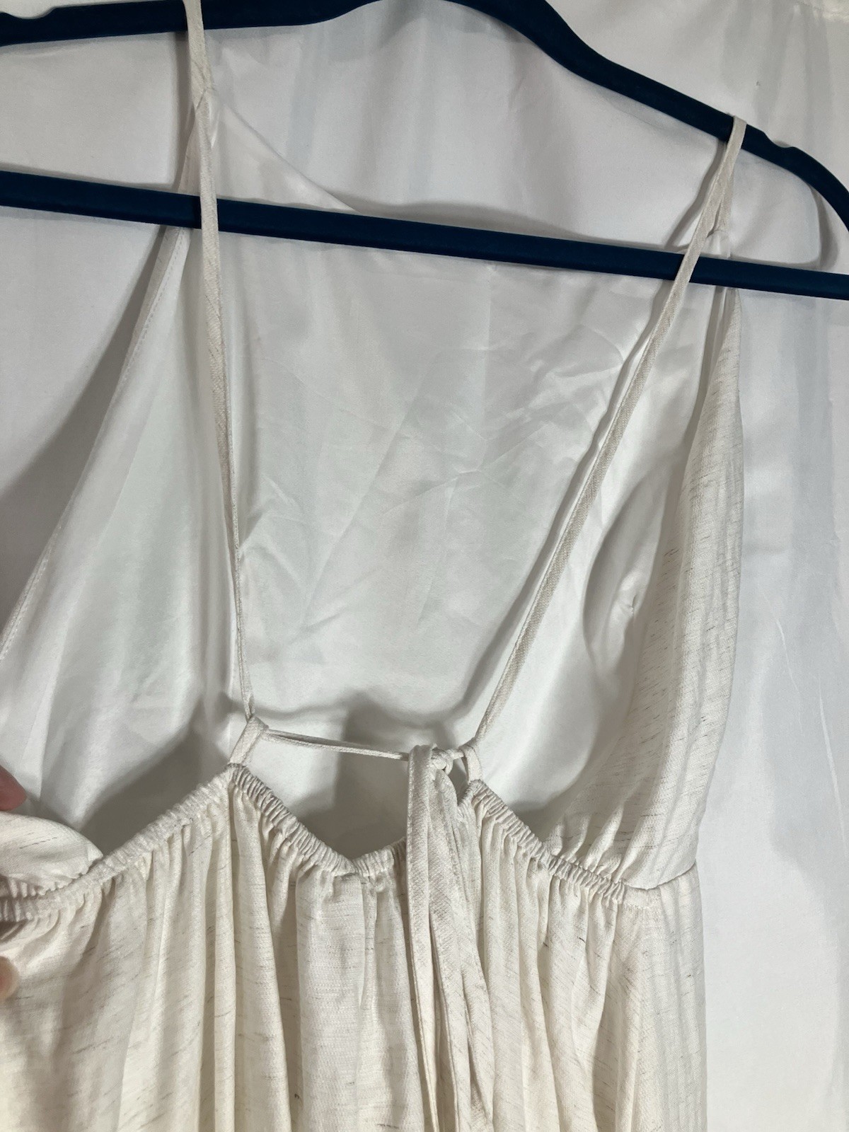 Dazy Beige Backless Maxi Dress Linen Blend Small