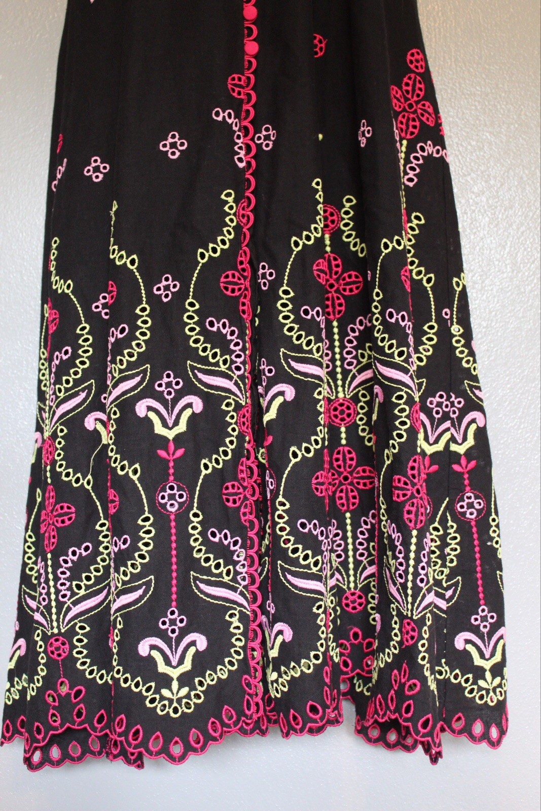 Charo Ibiza 1989 Mutti Embroidered Strappy Midi Dress Size Medium