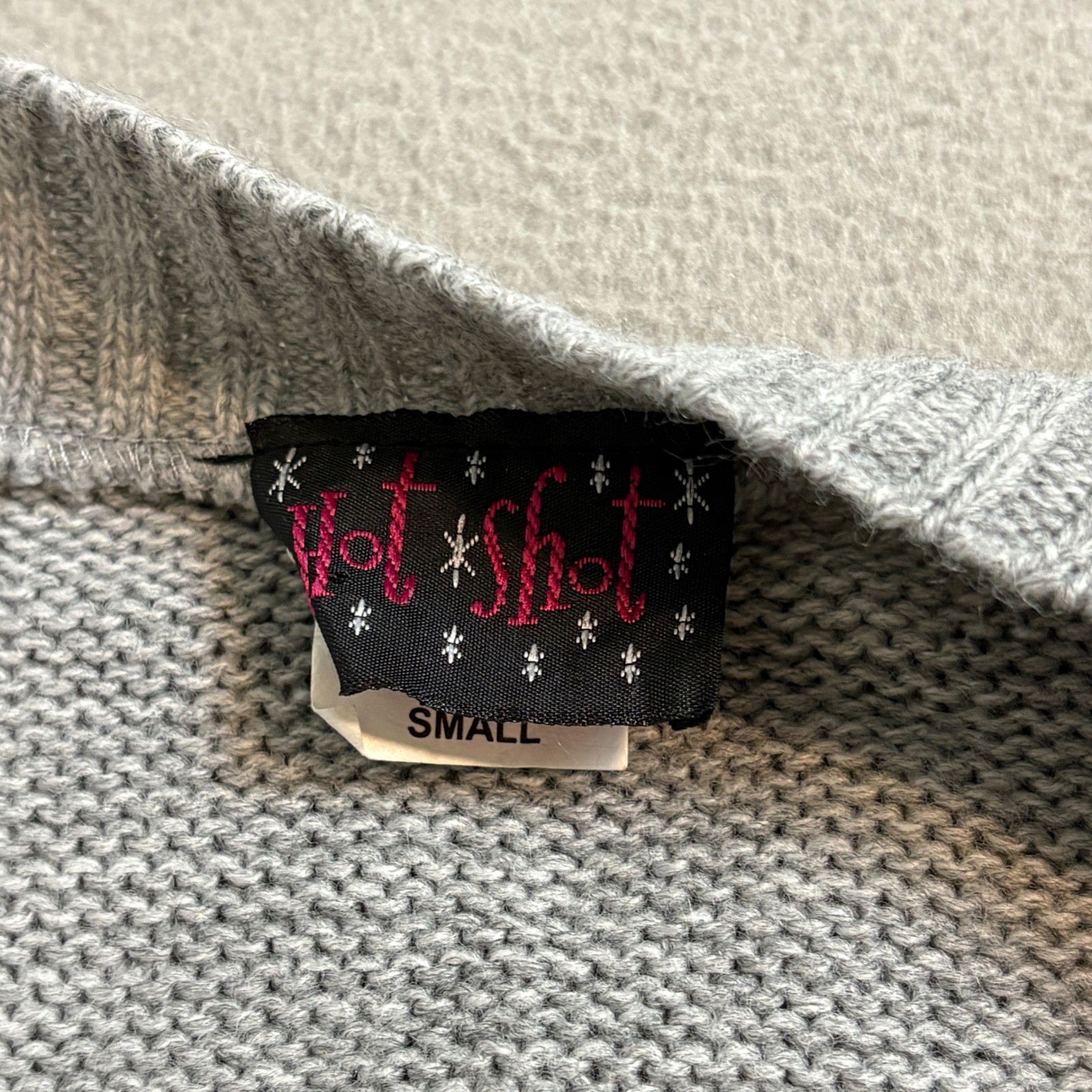 Hot Shot Gray Cat Graphic Knit Sweater Dress 3/4 Sleeve Small USA Made