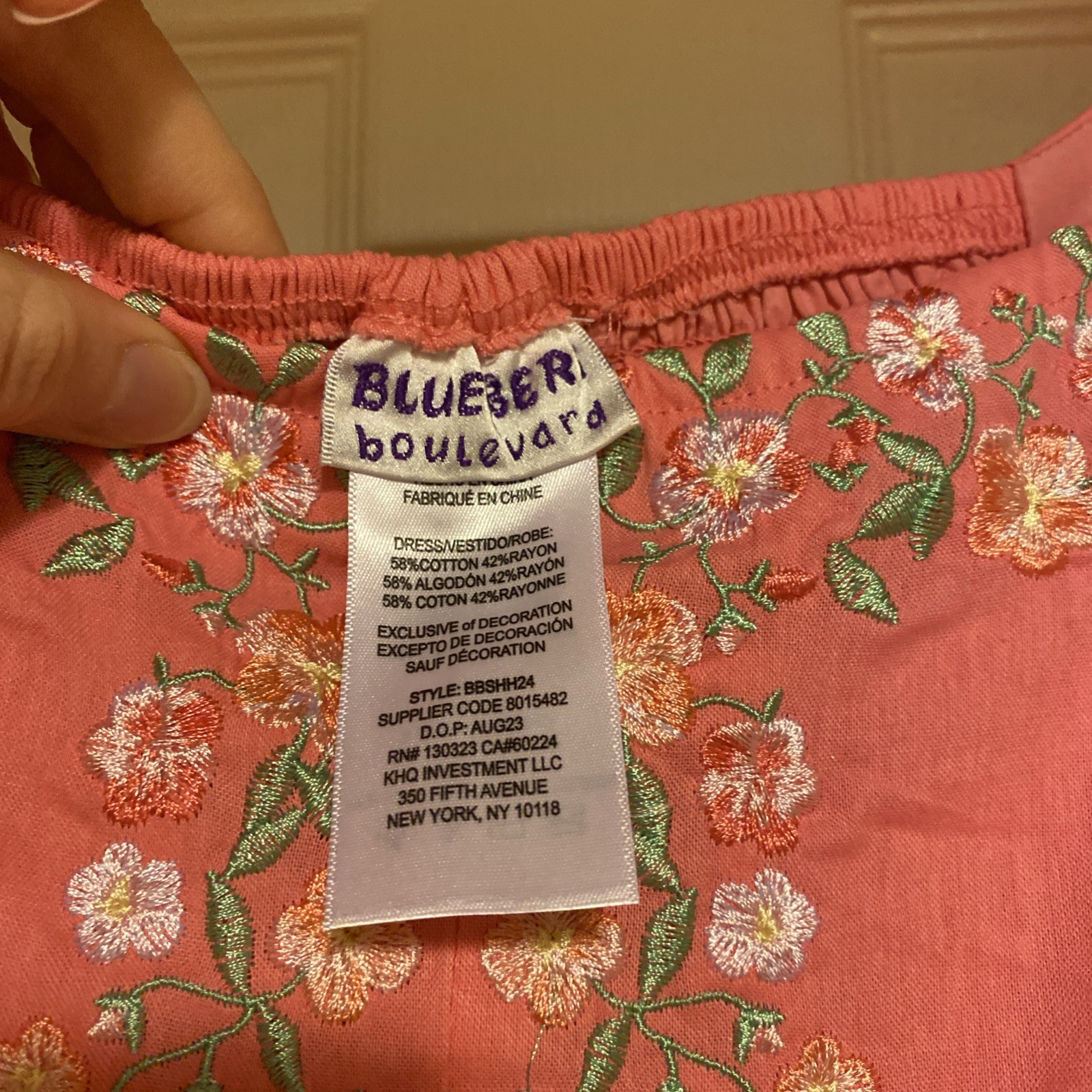 BlueBeri Boulevard Women’s Pink Summer Floral Embroidered Cottagecore Dress Sz L