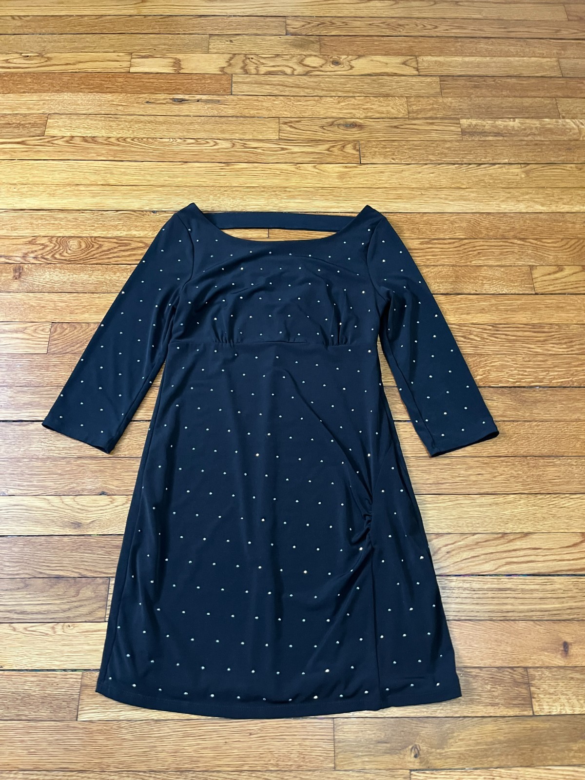 Express Black Rhinestone Mini Dress 3/4 Sleeve Women’s Size Small Open Back