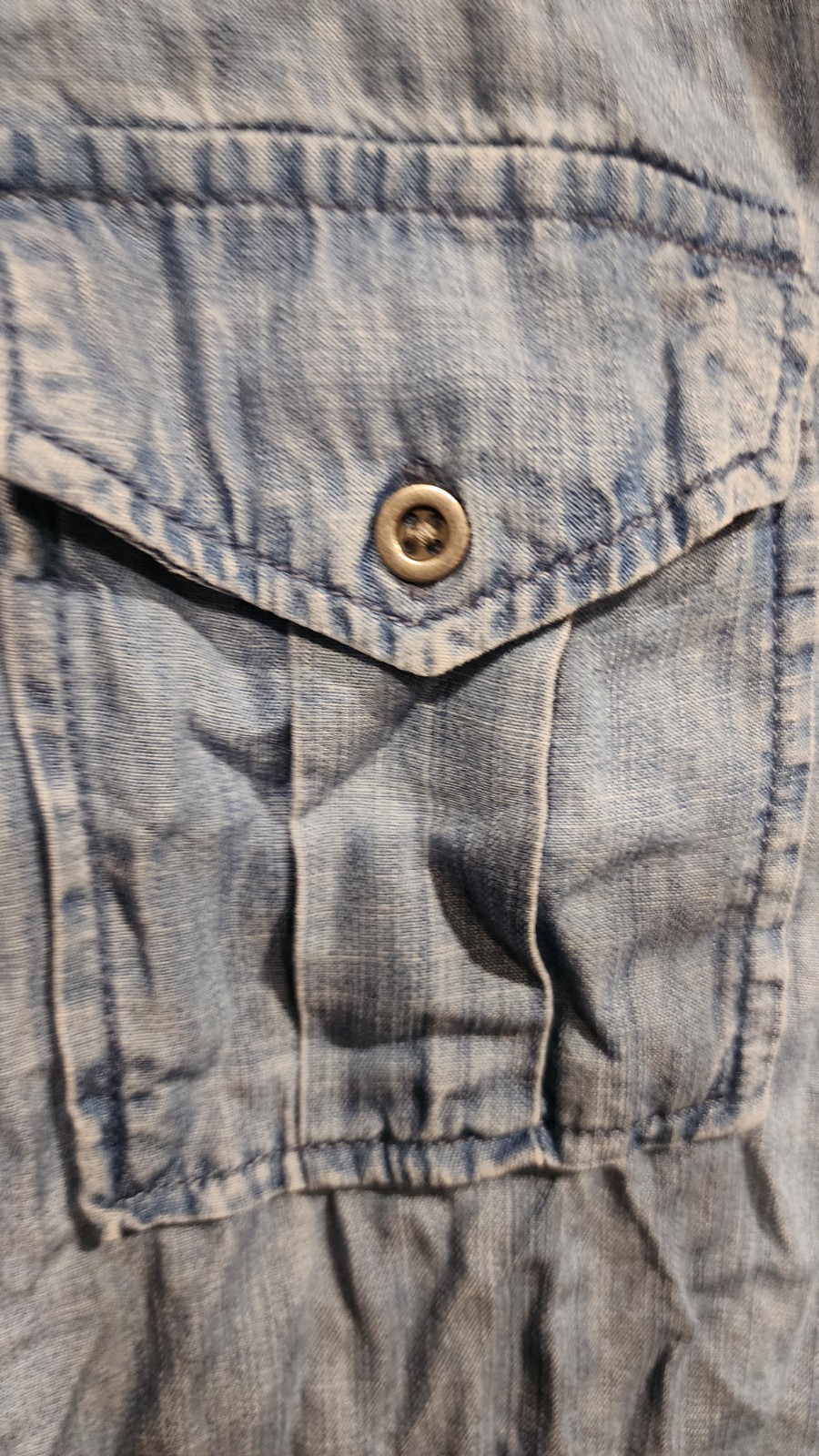 Philosophy 100% Tencel Lyocell Chambray Blue Denim Shirt Dress Tunic Sm Pockets