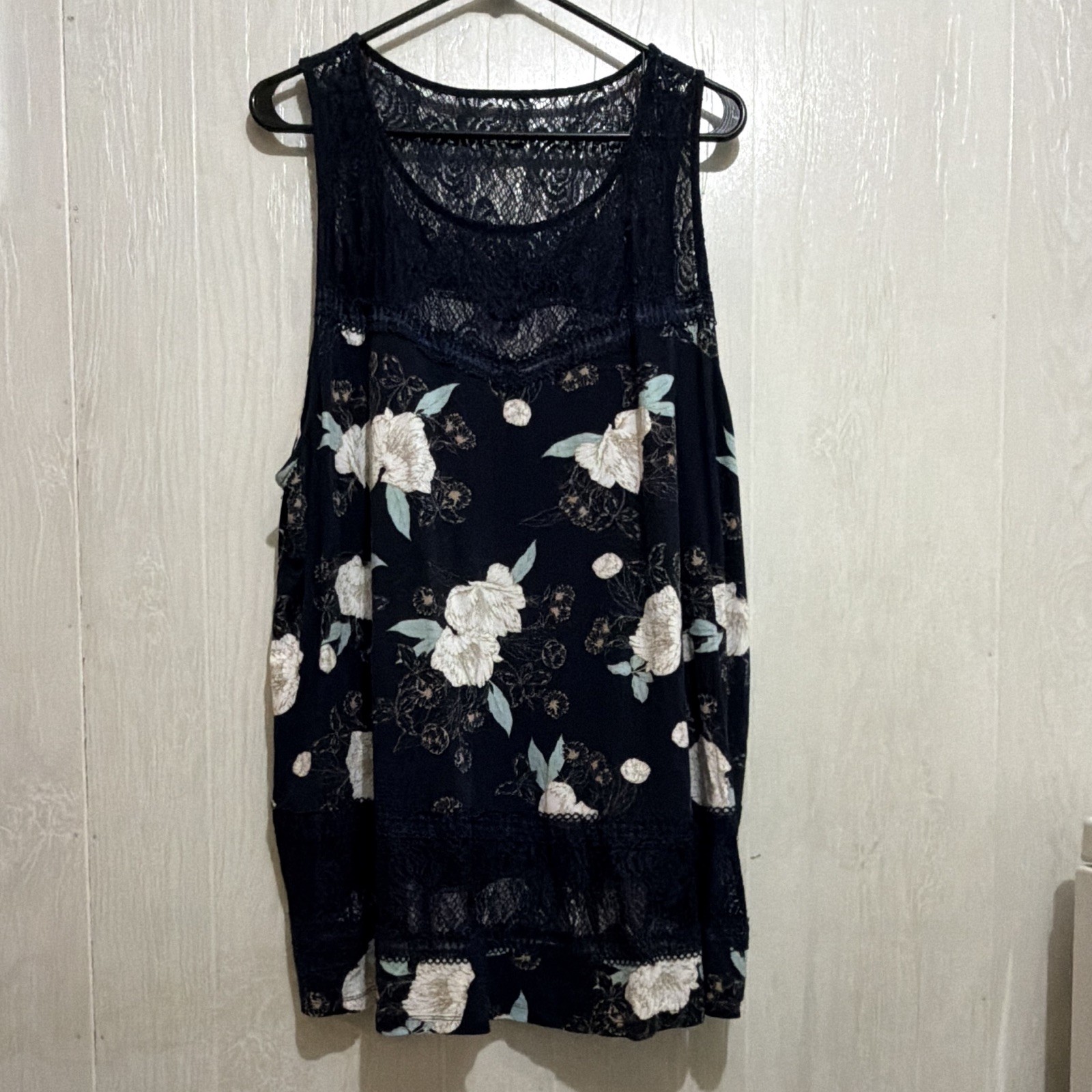 Torrid Tank Dress Size 4 Black White Floral Lace Top Sleeveless