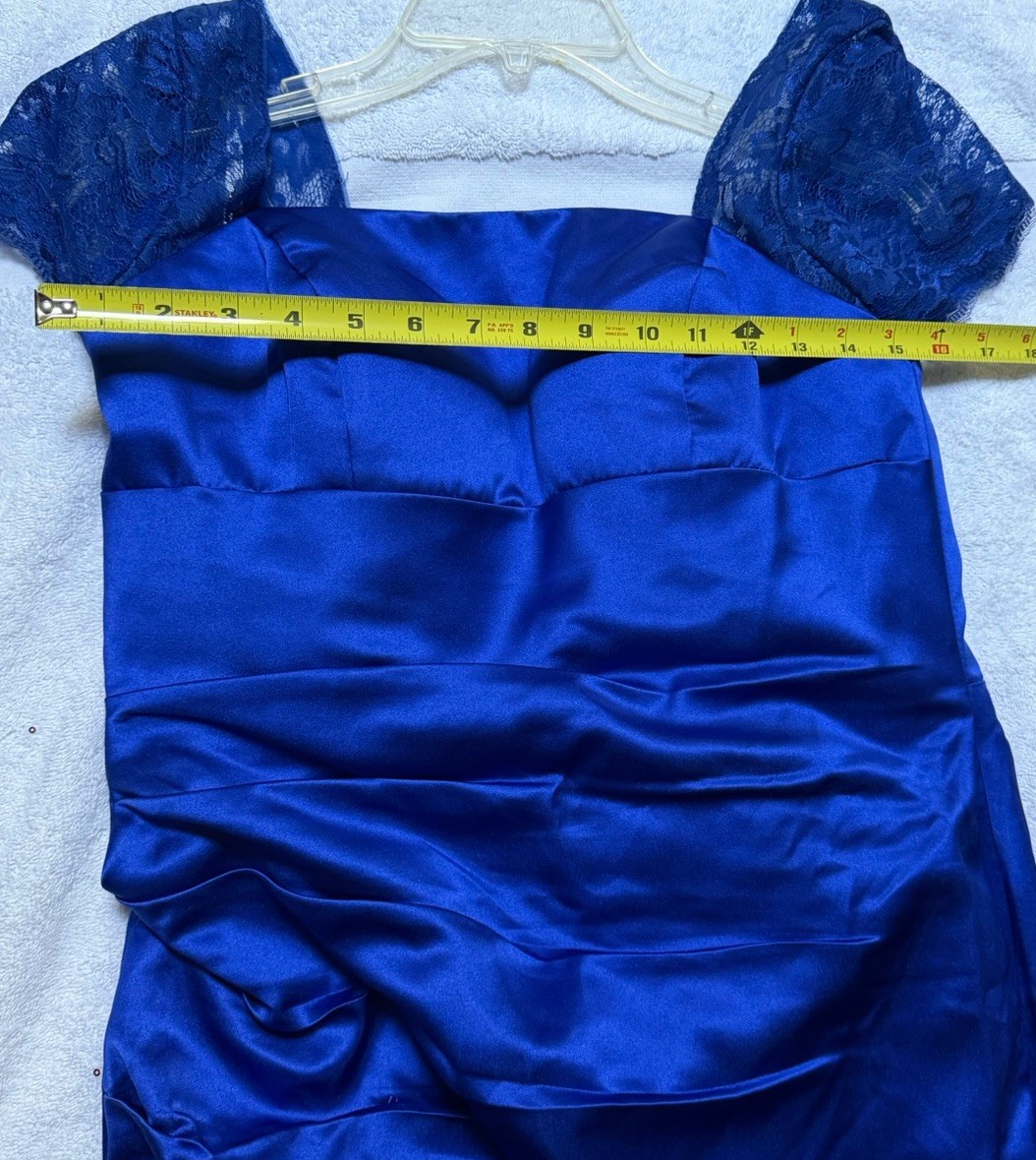 Ryanth Royal Blue Satin Mermaid Elegant Size 2 XS Formal Evening Gown Corset NWT