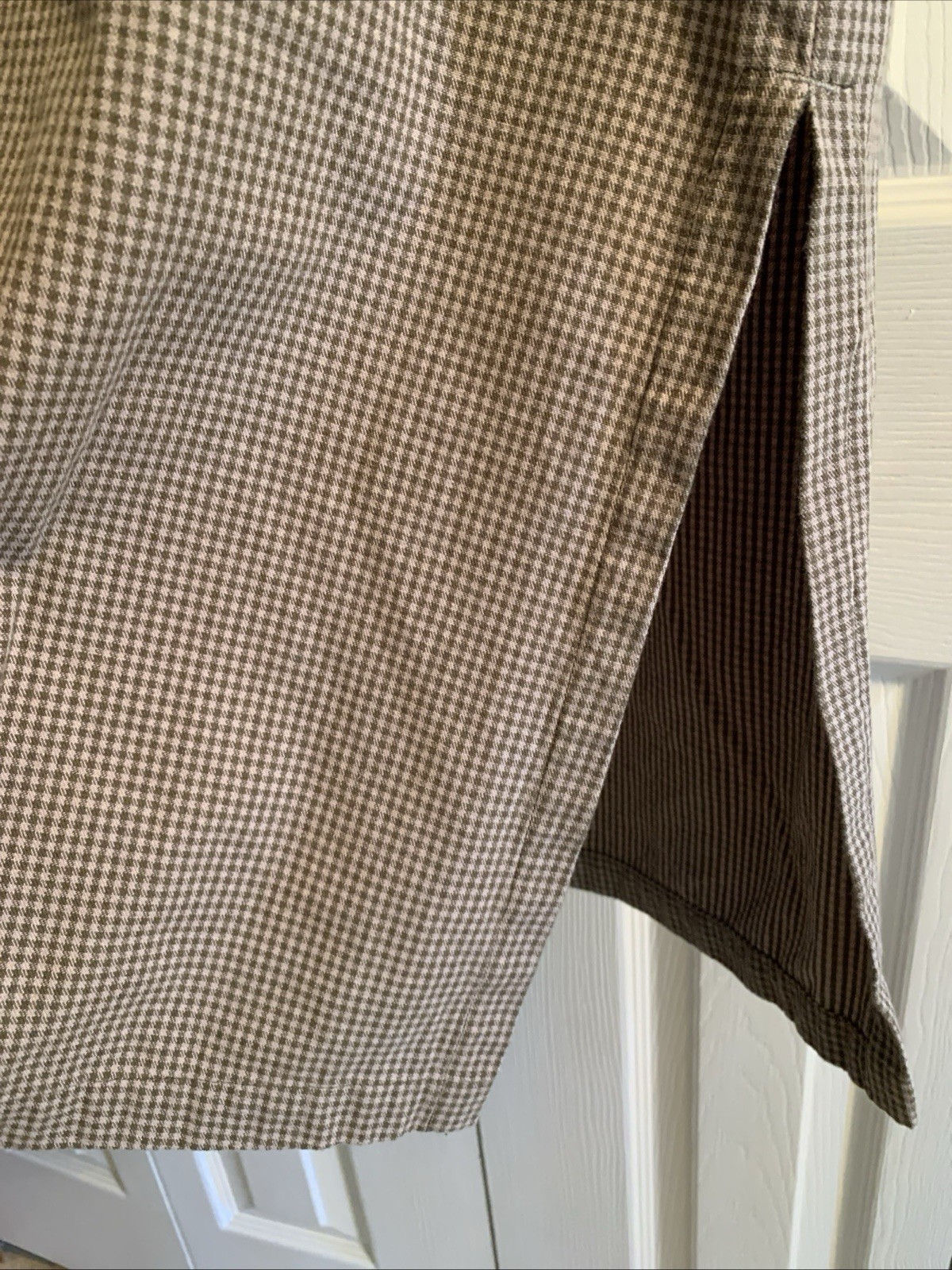 Christopher & Banks M Vtg Jumper W/Leaves Olive & Tan Check Maxi Dress