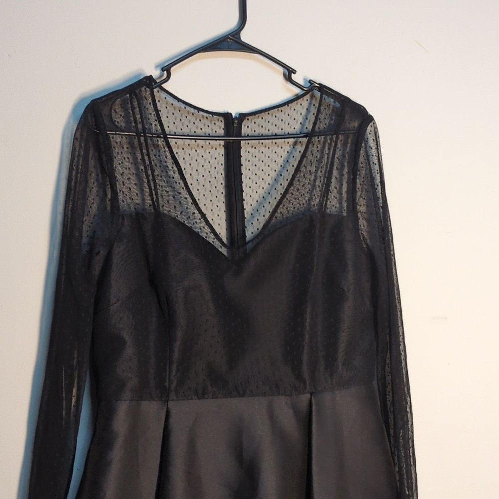 Adrianna Papell Black Textured Swiss Dot Tafetta Midi Dress, Size 14 UNDERSIZED