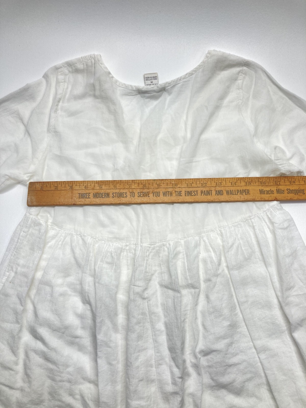 Cute Options 100% Cotton White Tunic Embellished Lined Dress Women’s Size M