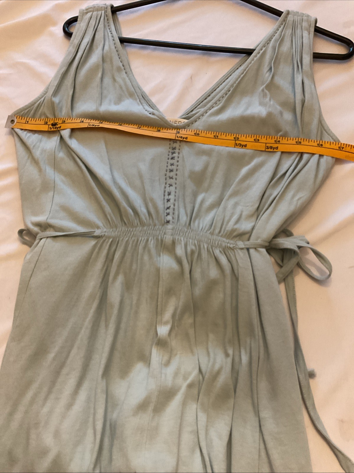 Synergy Soft Organic Cotton Sleeveless V Neck Smocked Waist Midi Dress Women’s M