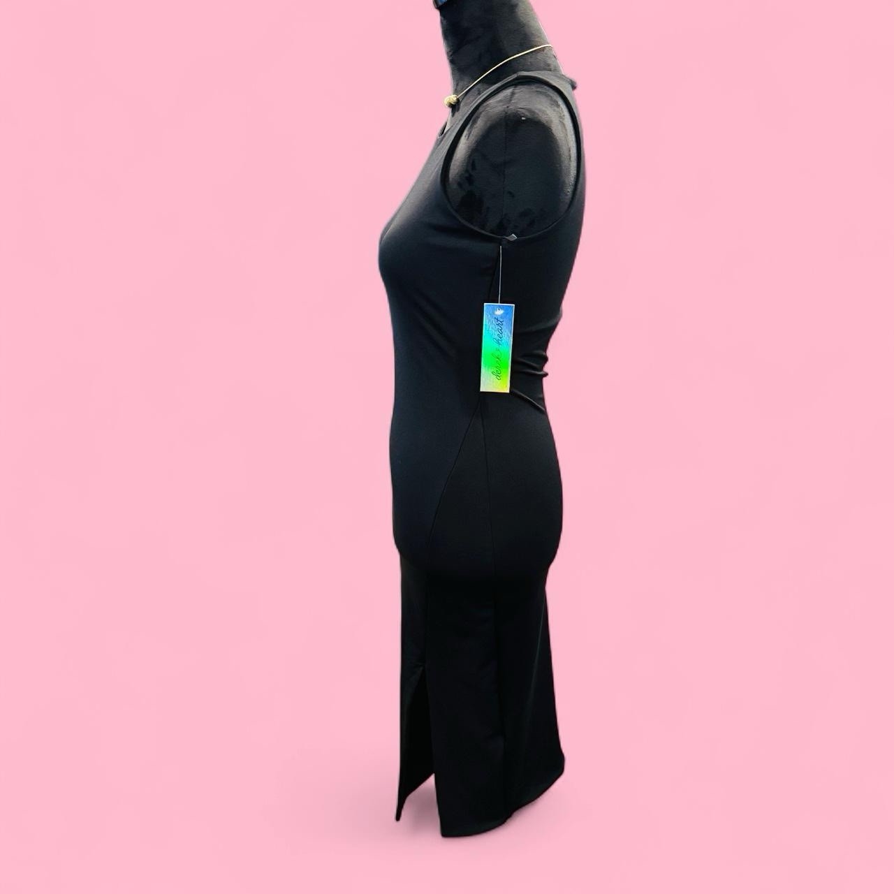 Black Sexy Vamp Minimalist Modern Party Club Wear Bodycon Derek Heart Dress NEW