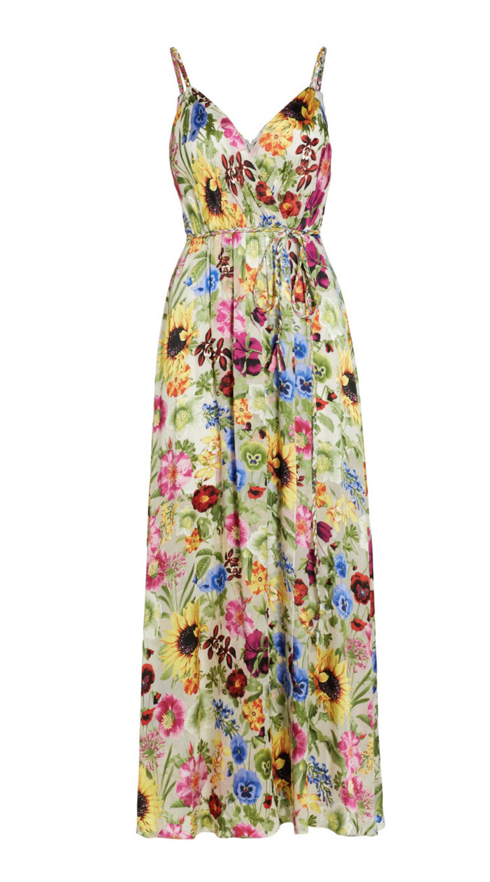Alice + Olivia Samantha Wrap Belted Floral Bouquet Maxi Size 12 NWT Dress